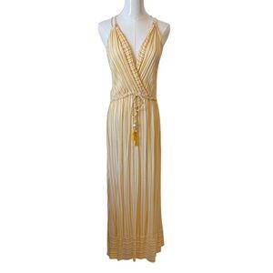 Blue Island  Striped Yellow Maxi Dress/Swimsuit Coverup Size L